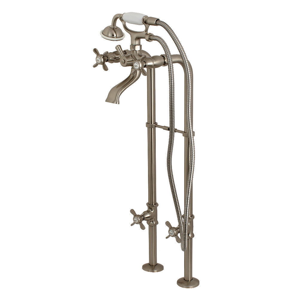 Kingston Brass CCK285K8 Kingston Freestanding Tub Faucet with Supply Line and Stop Valve, Brushed Nickel - BNGBath