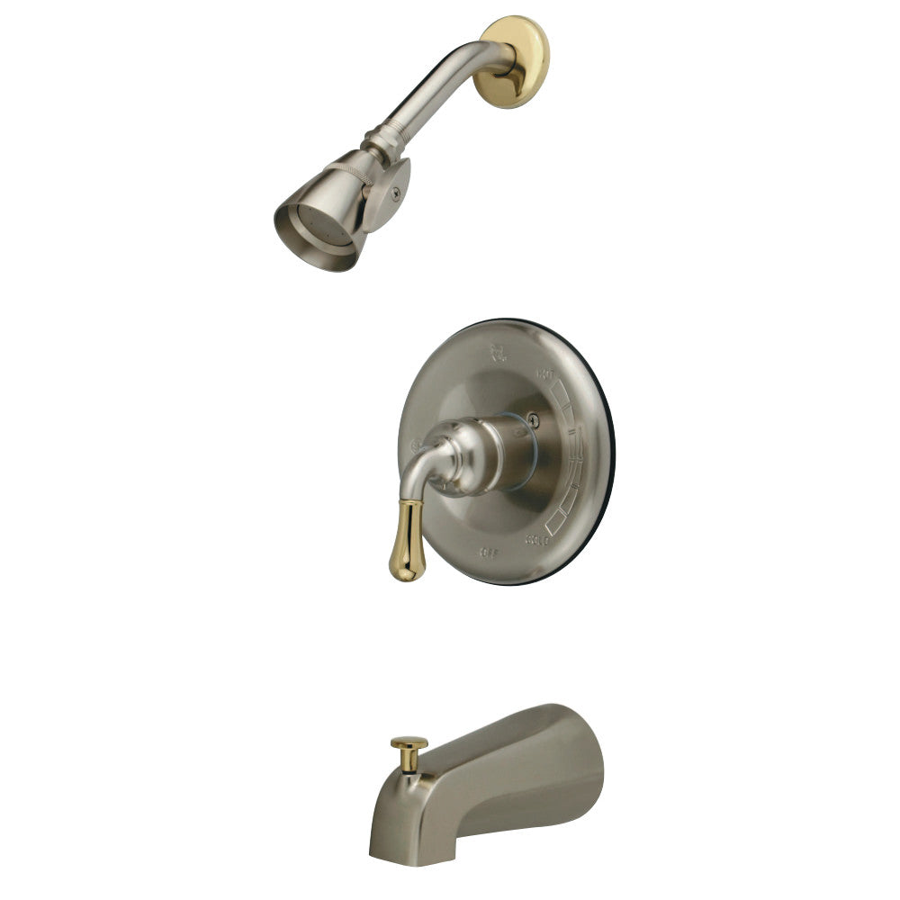 Kingston Brass GKB1639 Magellan Tub & Shower Faucet, Brushed Nickel/Polished Brass - BNGBath