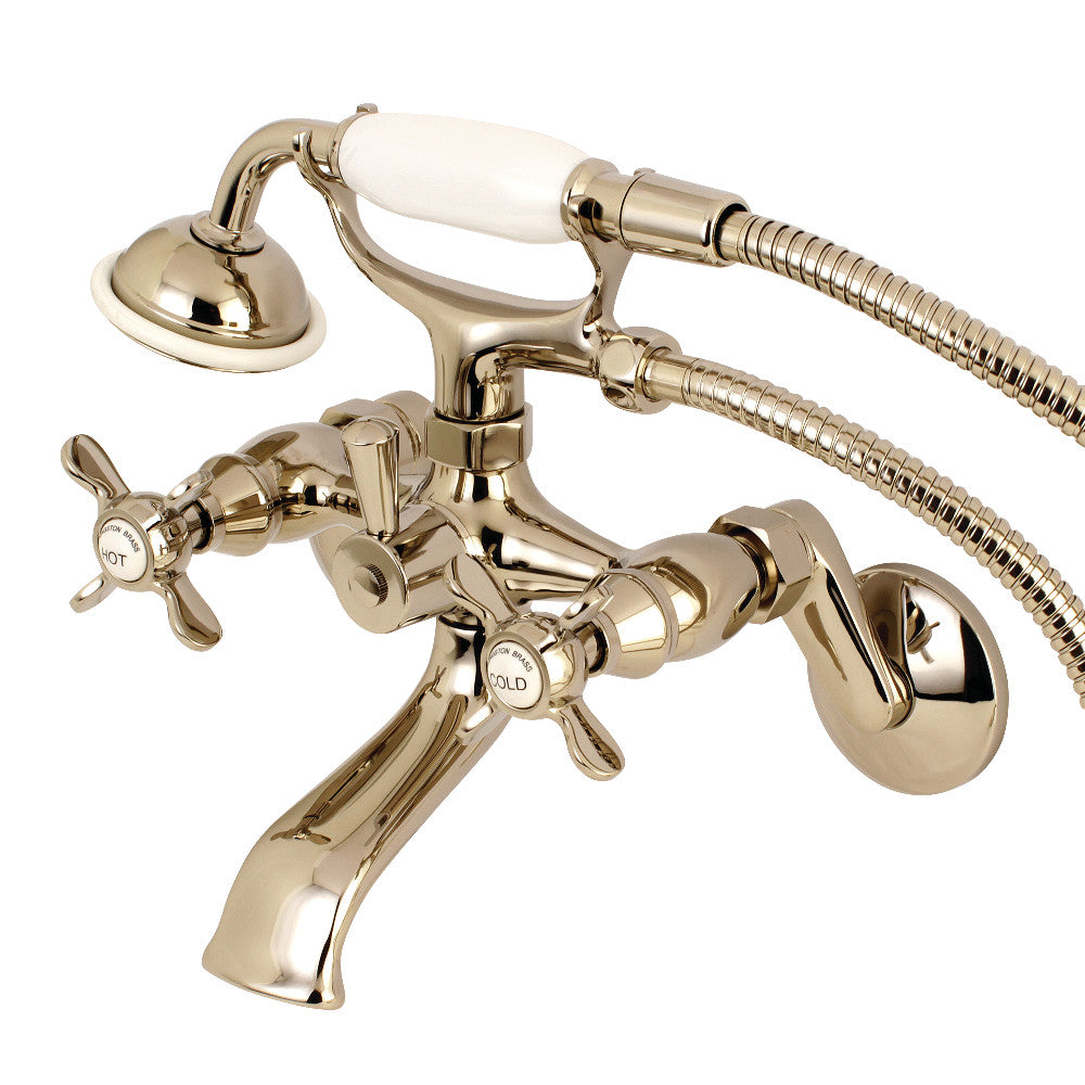 Kingston Brass KS286PN Essex Wall Mount Clawfoot Tub Faucet with Hand Shower, Polished Nickel - BNGBath