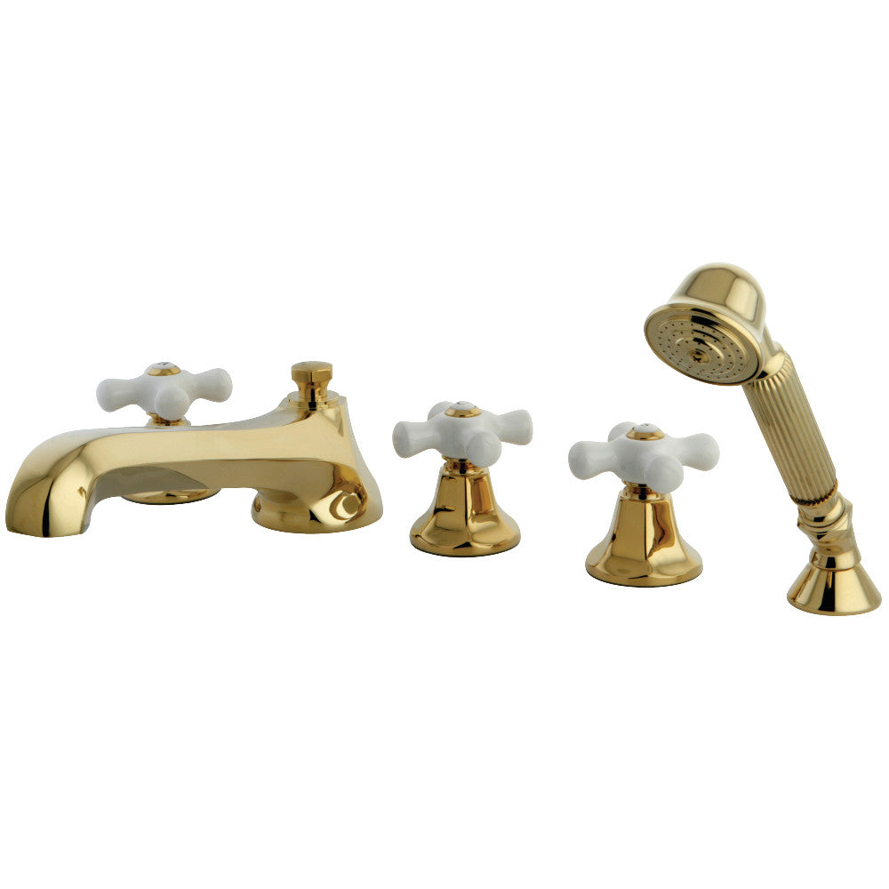 Kingston Brass KS43025PX Roman Tub Faucet with Hand Shower, Polished Brass - BNGBath