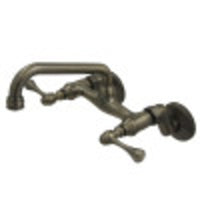 Thumbnail for Kingston Brass KS313AB Kingston Two Handle Wall Mount Kitchen Faucet, Antique Brass - BNGBath