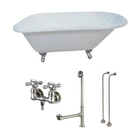 Thumbnail for Aqua Eden KCT3D543019C8 54-Inch Cast Iron Roll Top Clawfoot Tub Combo with Faucet and Supply Lines, White/Brushed Nickel - BNGBath