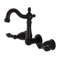 Thumbnail for Kingston Brass KS1225PKL Duchess Two-Handle Wall Mount Bathroom Faucet, Oil Rubbed Bronze - BNGBath