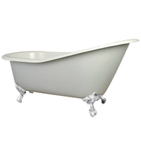 Thumbnail for Aqua Eden VCT7D653129BW 61-Inch Cast Iron Single Slipper Clawfoot Tub with 7-Inch Faucet Drillings, White - BNGBath
