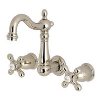 Thumbnail for Kingston Brass KS1226AX 8-Inch Center Wall Mount Bathroom Faucet, Polished Nickel - BNGBath