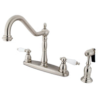 Thumbnail for Kingston Brass KB1758PLBS Heritage Centerset Kitchen Faucet, Brushed Nickel - BNGBath