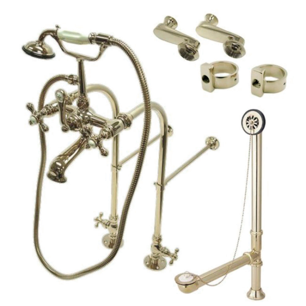 Kingston Brass CCK5108AX Vintage Freestanding Clawfoot Tub Faucet Package with Supply Line, Brushed Nickel - BNGBath