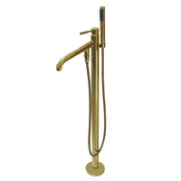Thumbnail for Kingston Brass KS8132DL Concord Freestanding Tub Faucet with Hand Shower, Polished Brass - BNGBath