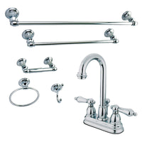 Thumbnail for Kingston Brass KBK3611AL 4 in. Bathroom Faucet with 5-Piece Bathroom Hardware Combo, Polished Chrome - BNGBath