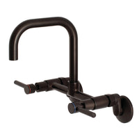 Thumbnail for Kingston Brass Concord 8-Inch Adjustable Center Wall Mount Kitchen Faucet, Oil Rubbed Bronze - BNGBath