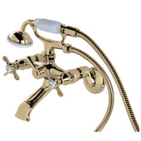 Thumbnail for Kingston Brass KS285PB Essex Clawfoot Tub Faucet with Hand Shower, Polished Brass - BNGBath
