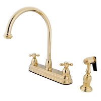 Thumbnail for Kingston Brass KB3752AXBS Restoration Centerset Kitchen Faucet, Polished Brass - BNGBath