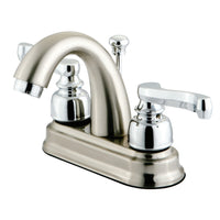 Thumbnail for Kingston Brass KB5617FL 4 in. Centerset Bathroom Faucet, Brushed Nickel/Polished Chrome - BNGBath