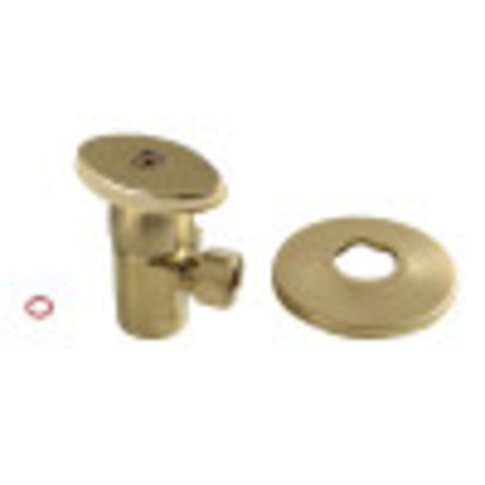Kingston Brass CD43307VAK 1/2"IPS x 3/8"O.D. Anti-Seize Deluxe Quarter-Turn Ceramic Hardisc Cartridge Angle Stop with Flange, Brushed Brass - BNGBath