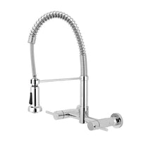 Thumbnail for Gourmetier GS8181DL Concord 2-Handle Wall Mount Pull-Down Kitchen Faucet, Polished Chrome - BNGBath