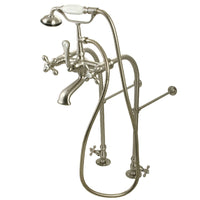 Thumbnail for Kingston Brass CC57T458MX Vintage Freestanding Clawfoot Tub Faucet with Hand Shower, Brushed Nickel - BNGBath