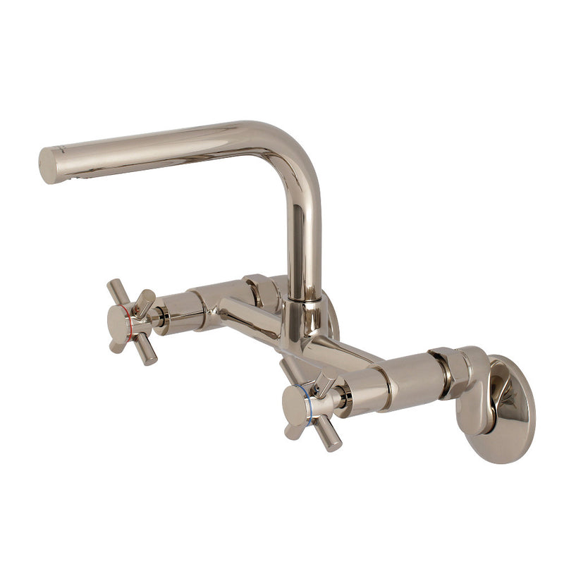 Kingston Brass Concord 8-Inch Adjustable Center Wall Mount Kitchen Faucet, Polished Nickel - BNGBath