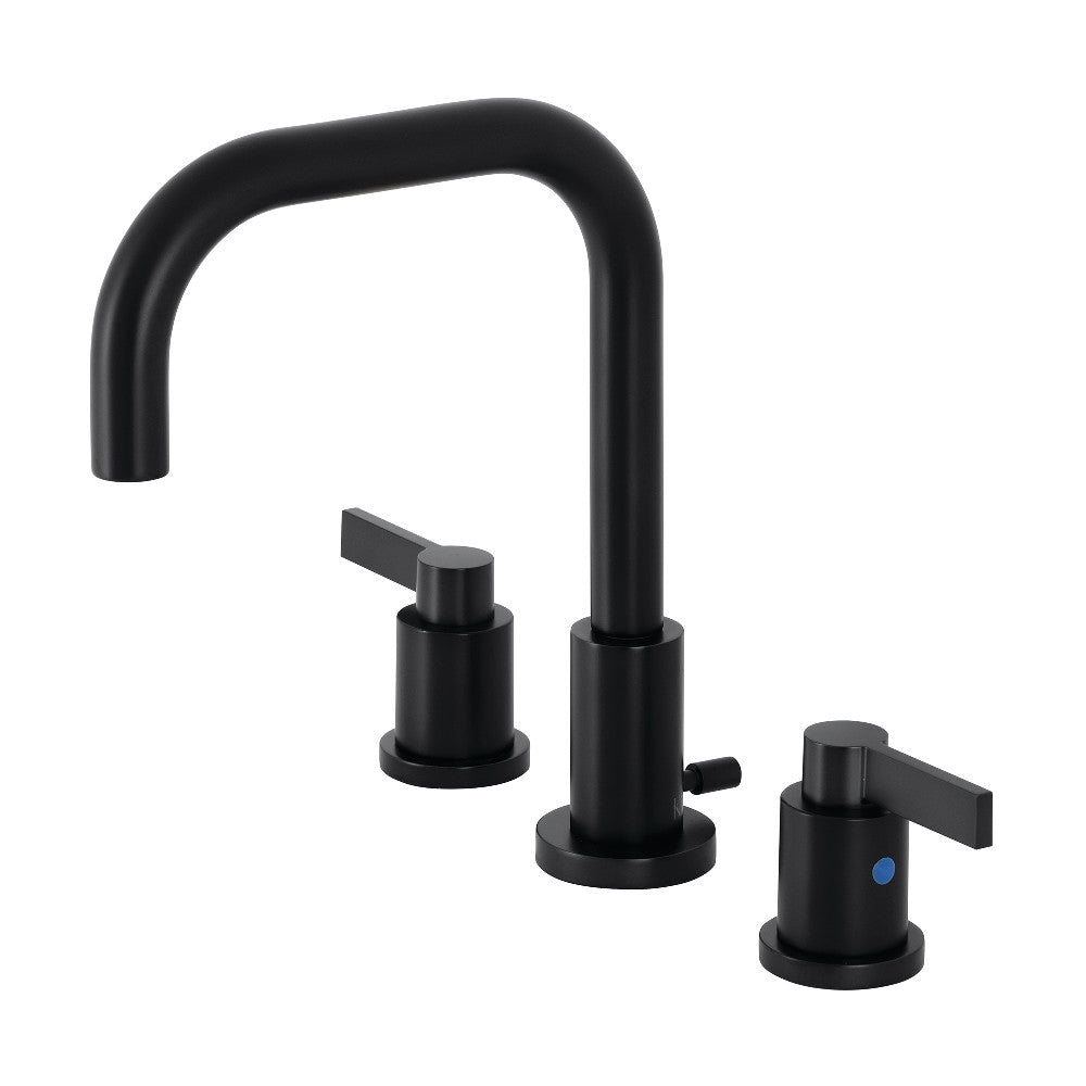 Kingston Brass FSC8930NDL NuvoFusion Widespread Bathroom Faucet with Brass Pop-Up, Matte Black - BNGBath
