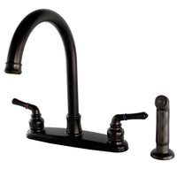 Thumbnail for Kingston Brass FB7795NMLSP Naples 8-Inch Centerset Kitchen Faucet with Sprayer, Oil Rubbed Bronze - BNGBath