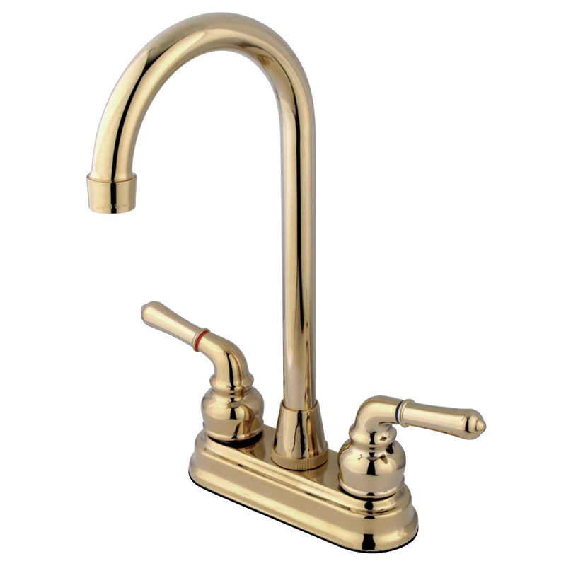 Kingston Brass GKB492 Water Saving Magellan Bar Faucet with Lever Handles, Polished Brass - BNGBath