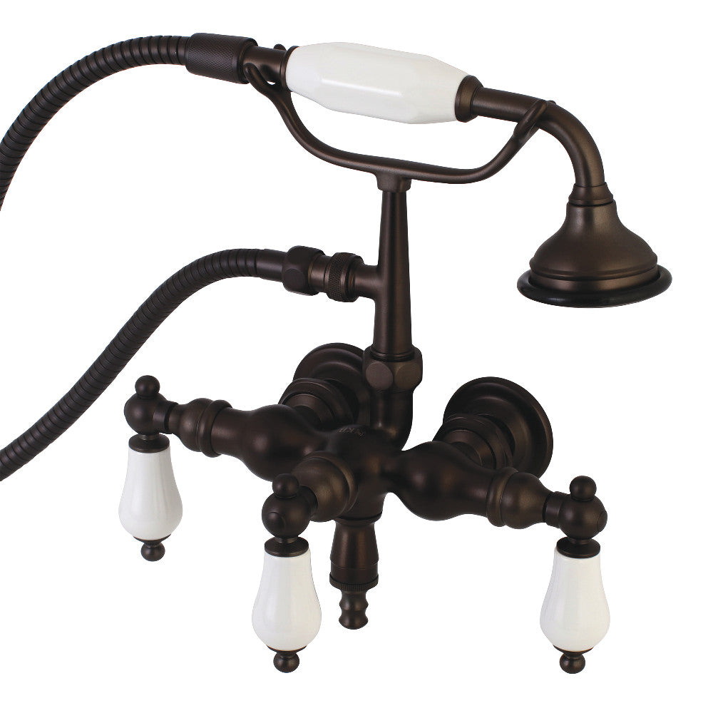 Aqua Vintage AE23T5 Vintage 3-3/8 Inch Wall Mount Tub Faucet with Hand Shower, Oil Rubbed Bronze - BNGBath