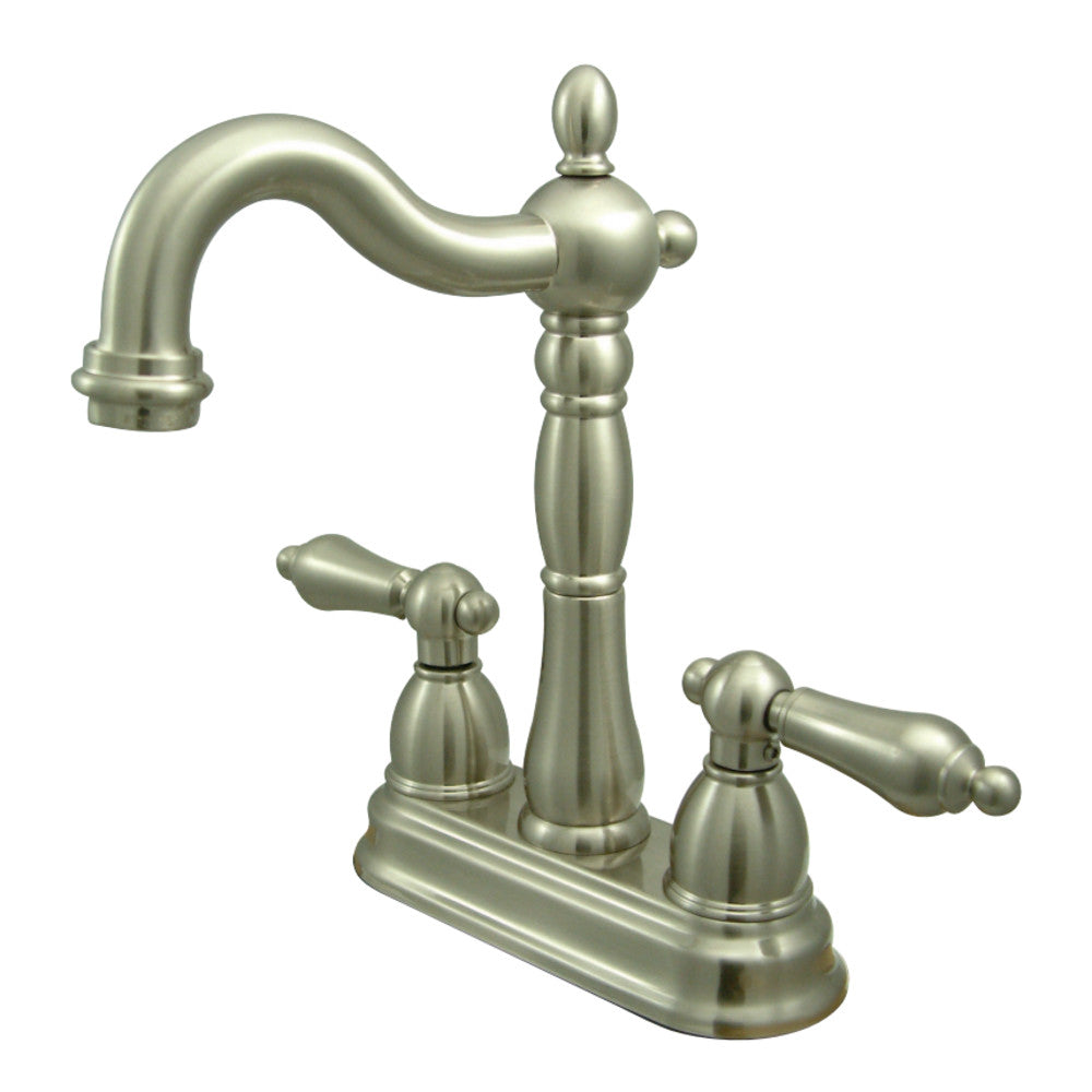 Kingston Brass KB1498AL Heritage Two-Handle Bar Faucet, Brushed Nickel - BNGBath