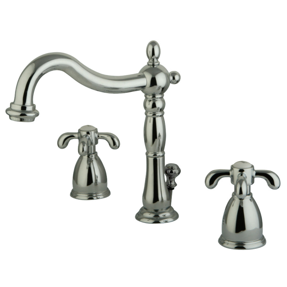 Kingston Brass KB1971TX French Country Widespread Bathroom Faucet with Plastic Pop-Up, Polished Chrome - BNGBath