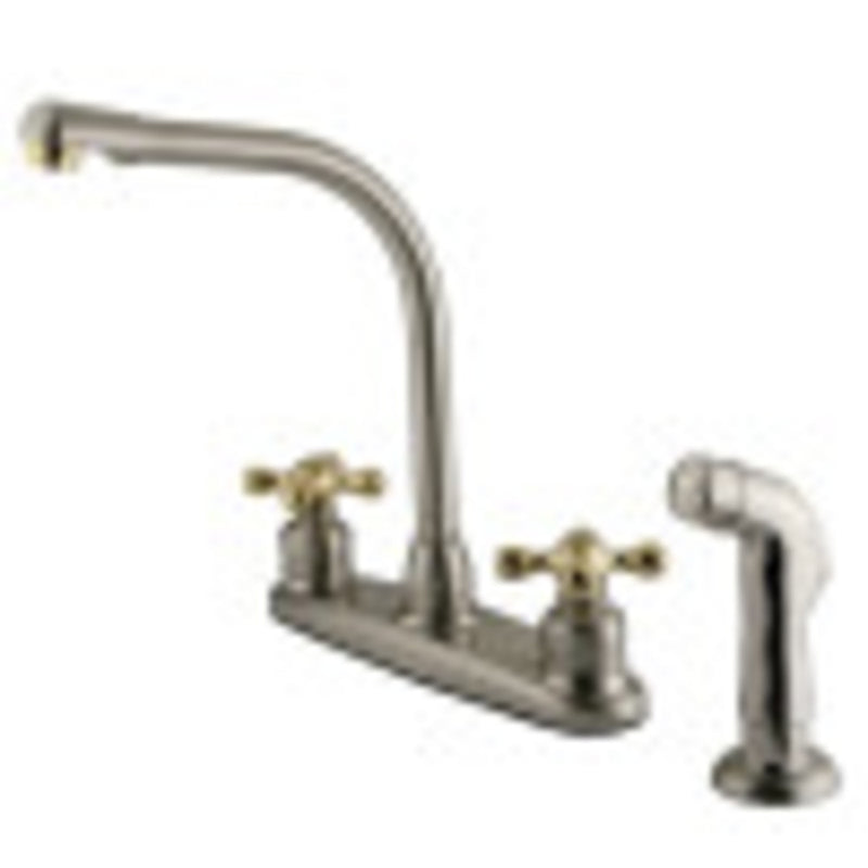 Kingston Brass KB719AXSP Victorian Centerset Kitchen Faucet, Brushed Nickel/Polished Brass - BNGBath