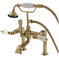 Thumbnail for Aqua Vintage AE103T2WLL Wilshire Deck Mount Clawfoot Tub Faucet, Polished Brass - BNGBath