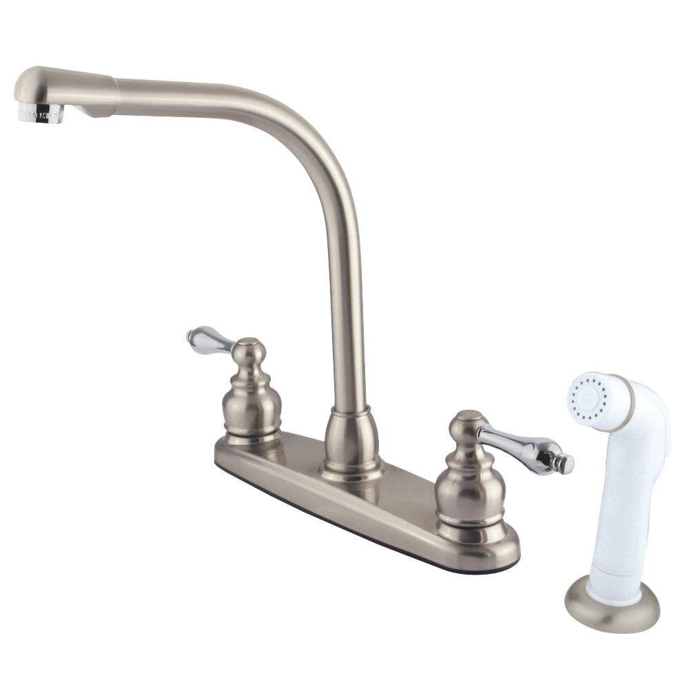 Kingston Brass GKB717AL Victorian Centerset Kitchen Faucet, Brushed Nickel/Polished Chrome - BNGBath