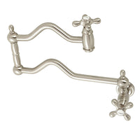 Thumbnail for Kingston Brass KS2108AX Heritage Wall Mount Pot Filler, Brushed Nickel - BNGBath