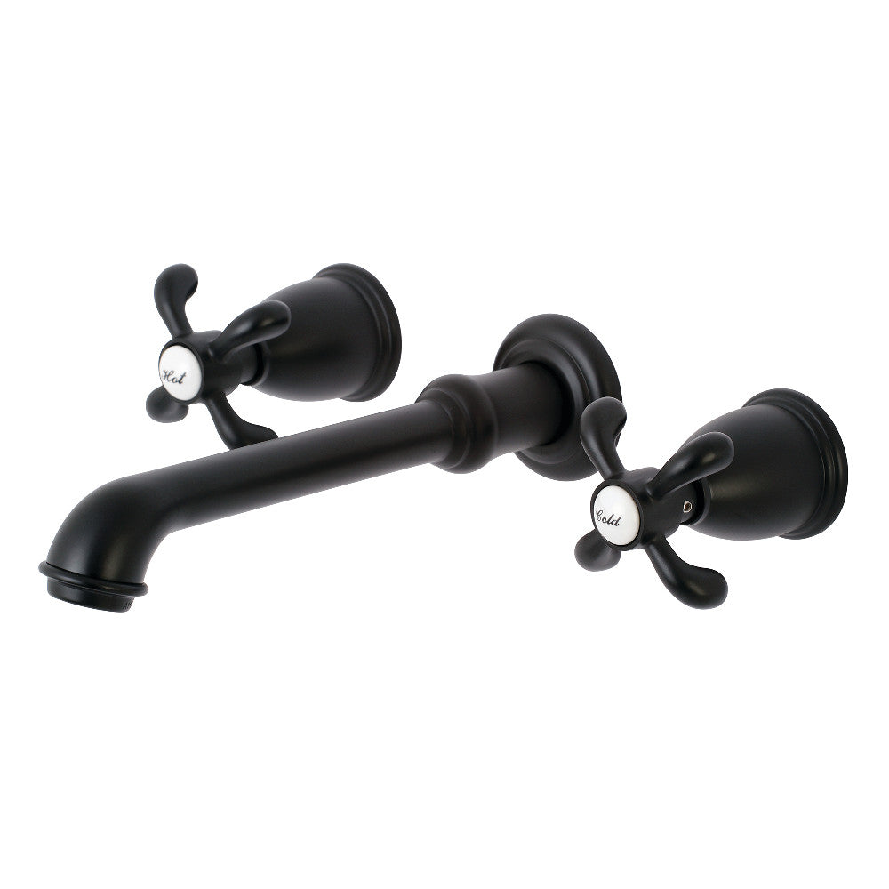 Kingston Brass KS7120TX 8" Center Wall Mount Bathroom Faucet, Matte Black - BNGBath