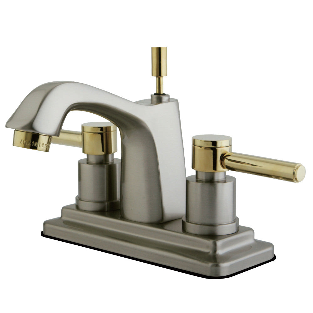 Kingston Brass KS8649DL 4 in. Centerset Bathroom Faucet, Brushed Nickel/Polished Brass - BNGBath