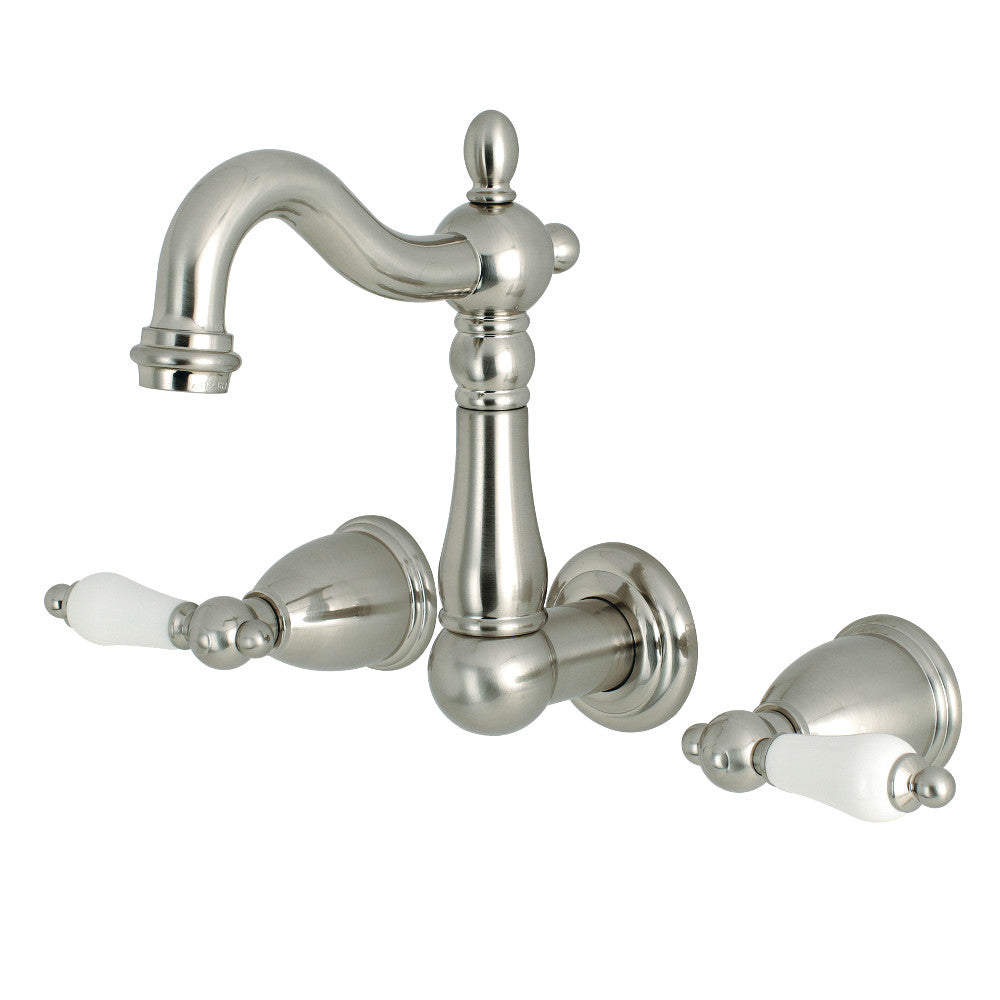 Kingston Brass KS1228PL 8-Inch Center Wall Mount Bathroom Faucet, Brushed Nickel - BNGBath