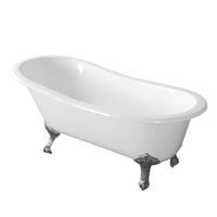 Thumbnail for Aqua Eden VCTND673122ZB1 67-Inch Cast Iron Single Slipper Clawfoot Tub (No Faucet Drillings), White/Polished Chrome - BNGBath