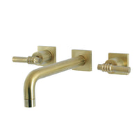 Thumbnail for Kingston Brass KS6027ML Milano Wall Mount Tub Faucet, Brushed Brass - BNGBath