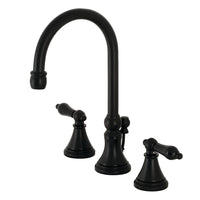Thumbnail for Kingston Brass KS2980PKL Duchess Widespread Bathroom Faucet with Brass Pop-Up, Matte Black - BNGBath