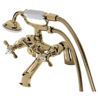 Thumbnail for Kingston Brass KS287PB Essex Clawfoot Tub Faucet with Hand Shower, Polished Brass - BNGBath
