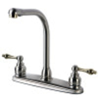 Thumbnail for Kingston Brass KB719ALLS Victorian Centerset Kitchen Faucet, Brushed Nickel/Polished Brass - BNGBath