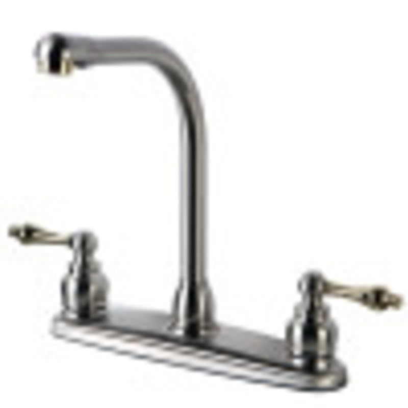 Kingston Brass KB719ALLS Victorian Centerset Kitchen Faucet, Brushed Nickel/Polished Brass - BNGBath