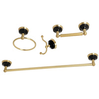 Thumbnail for Kingston Brass BAK9111478BB Water Onyx 4-Piece Bathroom Accessory Set, Brushed Brass - BNGBath