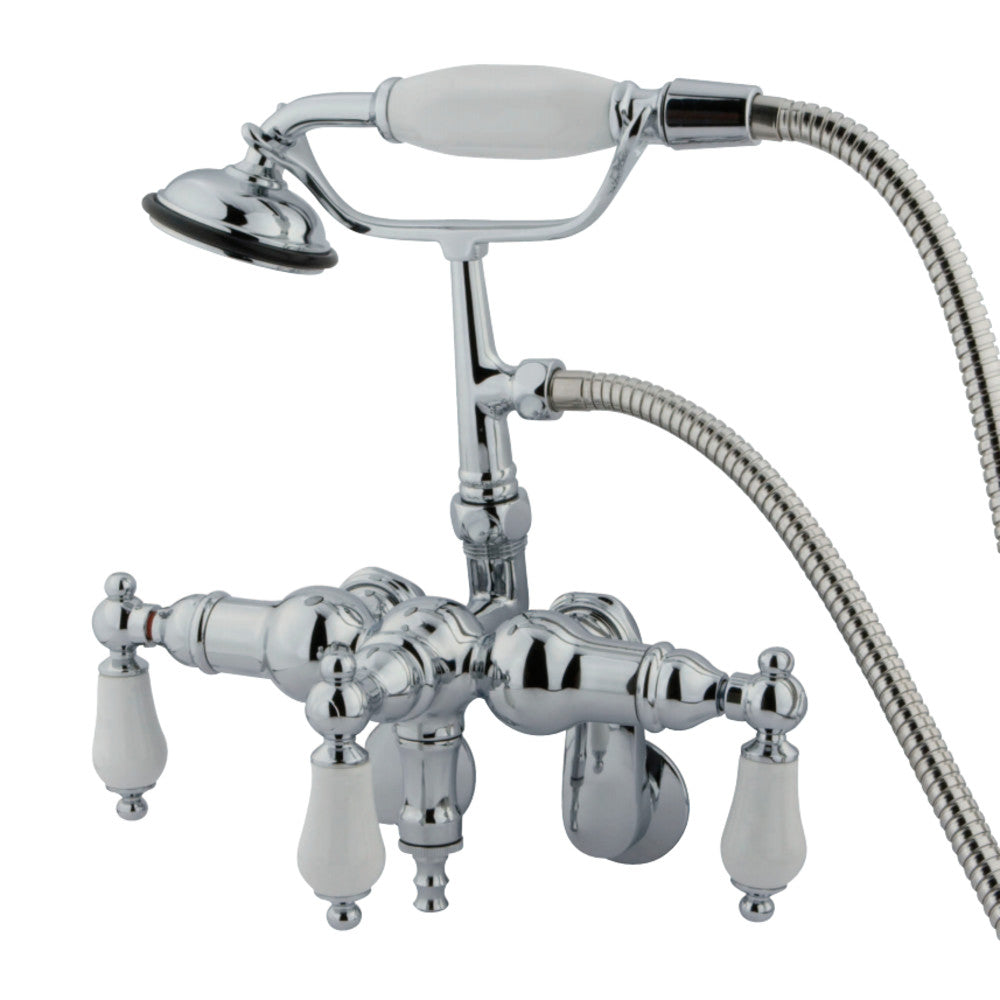 Kingston Brass CC422T1 Vintage Adjustable Center Wall Mount Tub Faucet with Hand Shower, Polished Chrome - BNGBath