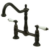 Thumbnail for Kingston Brass KS1175PL Heritage Bridge Kitchen Faucet, Oil Rubbed Bronze - BNGBath