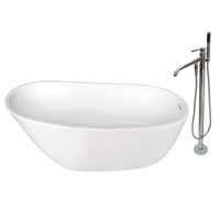 Thumbnail for Aqua Eden KTRS592928A1 59-Inch Acrylic Single Slipper Freestanding Tub Combo with Faucet, White/Polished Chrome - BNGBath
