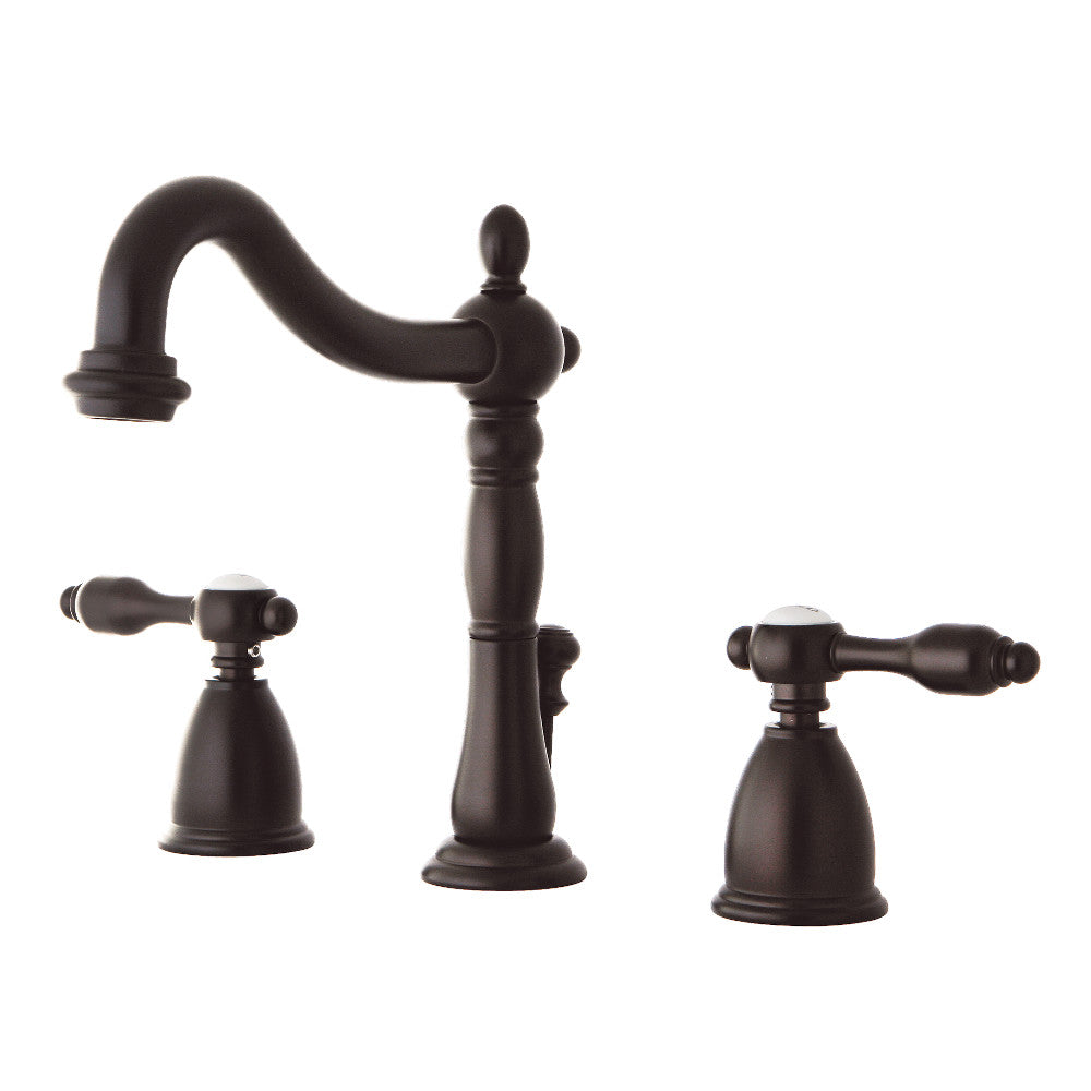 Kingston Brass KB1975TAL Tudor Widespread Bathroom Faucet with Plastic Pop-Up, Oil Rubbed Bronze - BNGBath