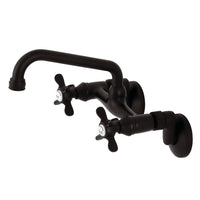 Thumbnail for Kingston Brass KS113ORB Essex Two Handle Wall Mount Kitchen Faucet, Oil Rubbed Bronze - BNGBath