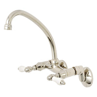 Thumbnail for Kingston Brass KS514PN Kingston Two Handle Wall Mount Kitchen Faucet, Polished Nickel - BNGBath