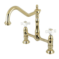 Thumbnail for Kingston Brass KS1172PX Heritage Bridge Kitchen Faucet, Polished Brass - BNGBath