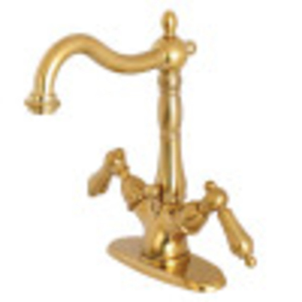 Kingston Brass KS1437AL Heritage Two-Handle Bathroom Faucet with Brass Pop-Up and Cover Plate, Brushed Brass - BNGBath