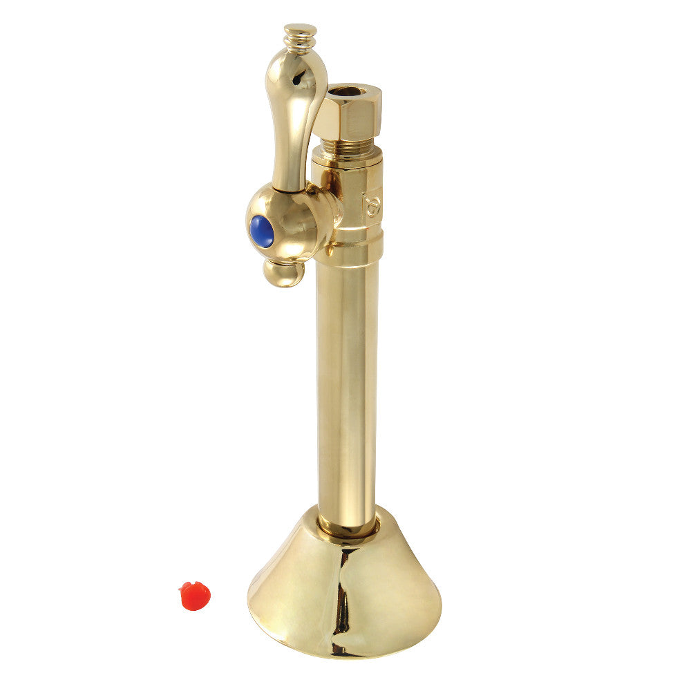 Kingston Brass CC83252 1/2" Sweat x 3/8" OD Comp Straight Shut-Off Valve with 5" Extension, Polished Brass - BNGBath